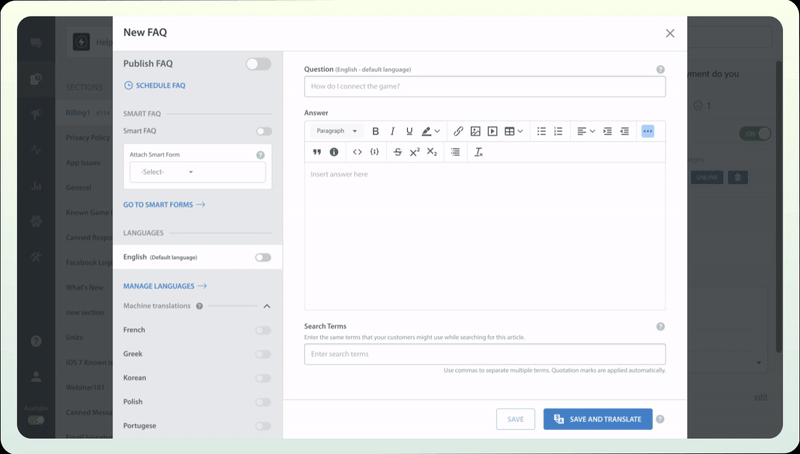 Language AI for FAQ Translation
