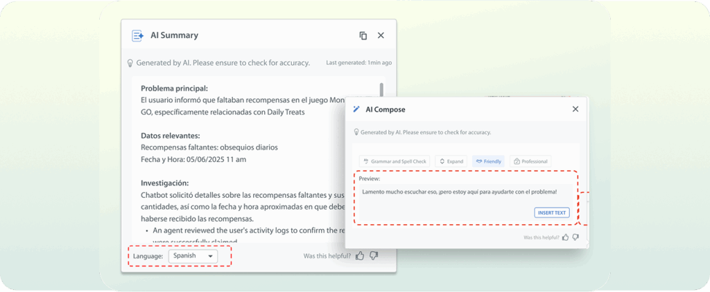 Multilingual Support for AI Summary and AI Compose