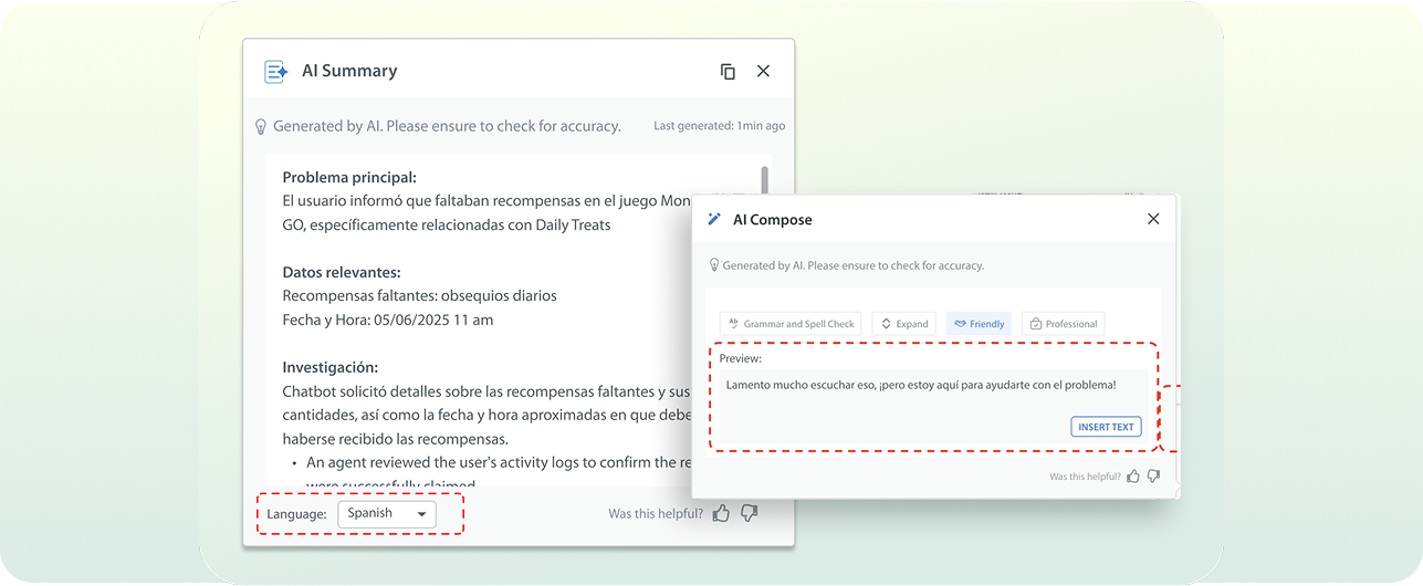Multilingual Support for AI Summary and AI Compose