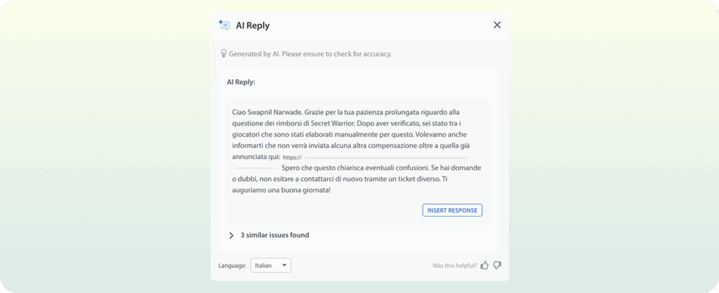 Multilingual Support for AI Reply
